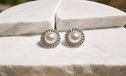 Aretes Perla en Bronce con Baño en Plata Ley 925