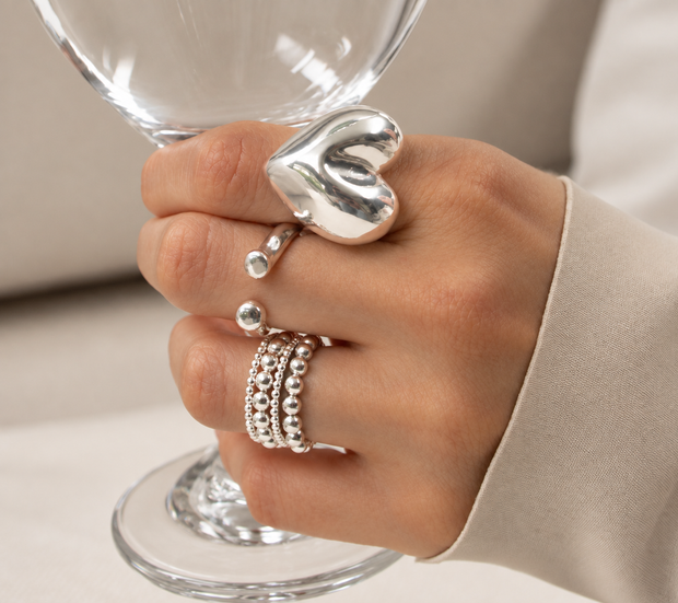Anillo Snake Heart en Bronce con Baño en Plata Ley 925