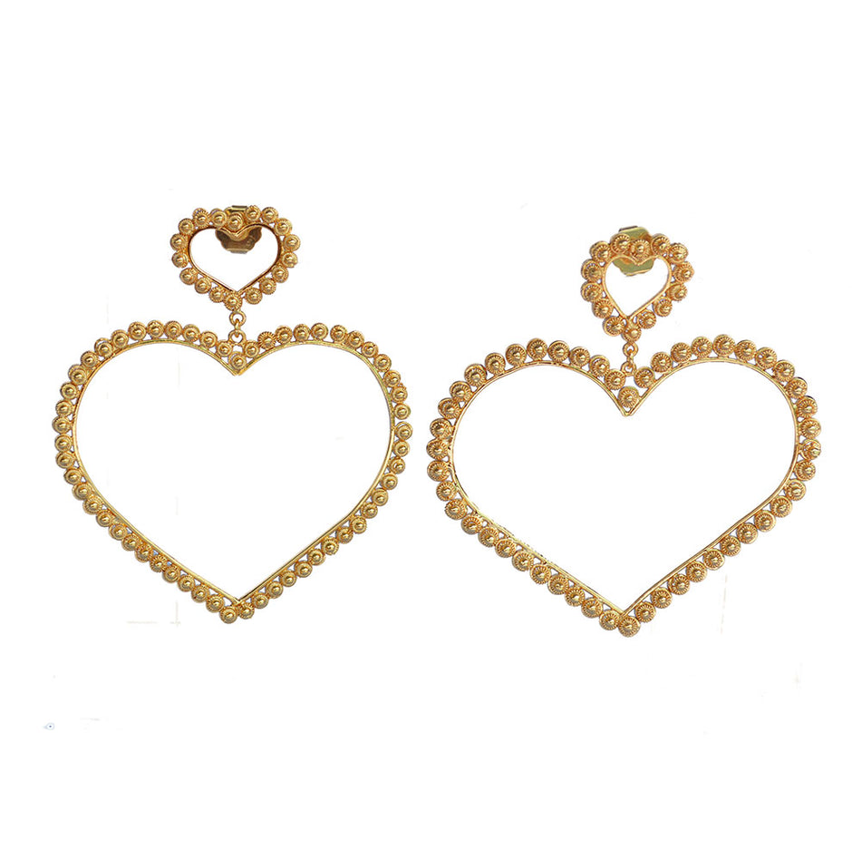 Aretes Maxi Corazón Tomatillo Filigrana